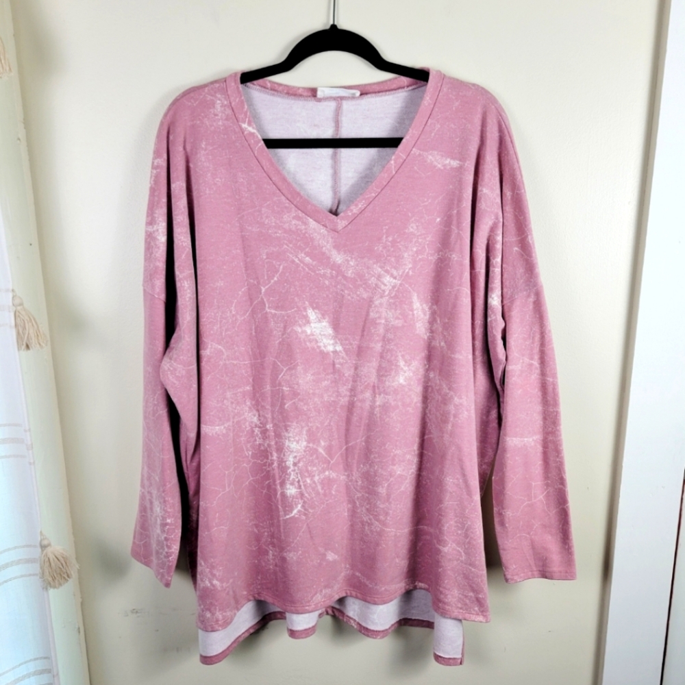 Zenana Outfitters Dusty Pink Long Sleeve V-Neck Top